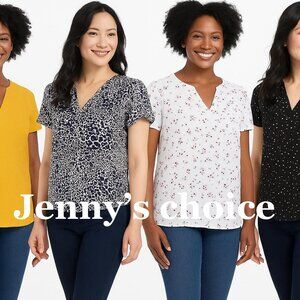 Hilary Radley Ladies' V-Neck Printed Blouse, Multicolors : S,M,L, XXL